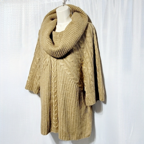 Motto Chunky Golden Brown Cable Knit Cowl Neck Sweater Women's (2X) - Picture 5 of 11